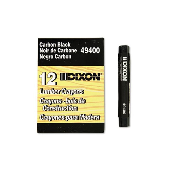 Dixon Ticonderoga Dixon, Lumber Crayons, 4 1/2 X 1/2, Carbon Black, Dozen 49400 - main